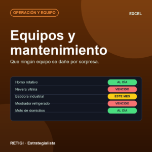 Control de equipos y mantenimiento (Excel)