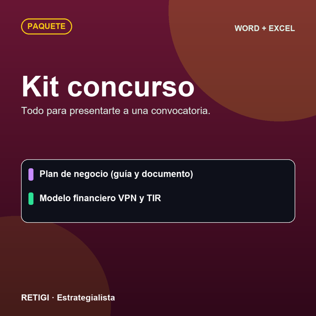 Kit concurso: plan de negocio + modelo financiero