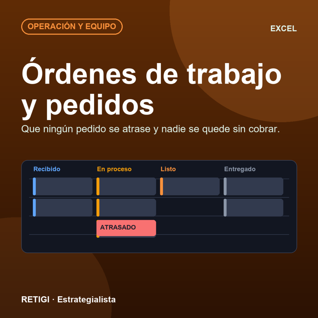 Órdenes de trabajo y pedidos (Excel)