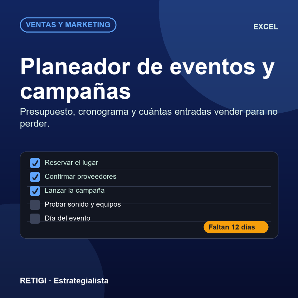 Planeador de eventos y campañas (Excel)