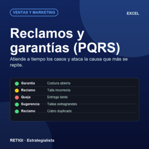 Registro de PQRS y garantías (Excel)