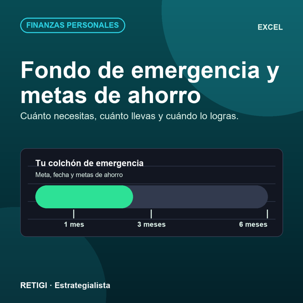 Fondo de emergencia y metas de ahorro (Excel)